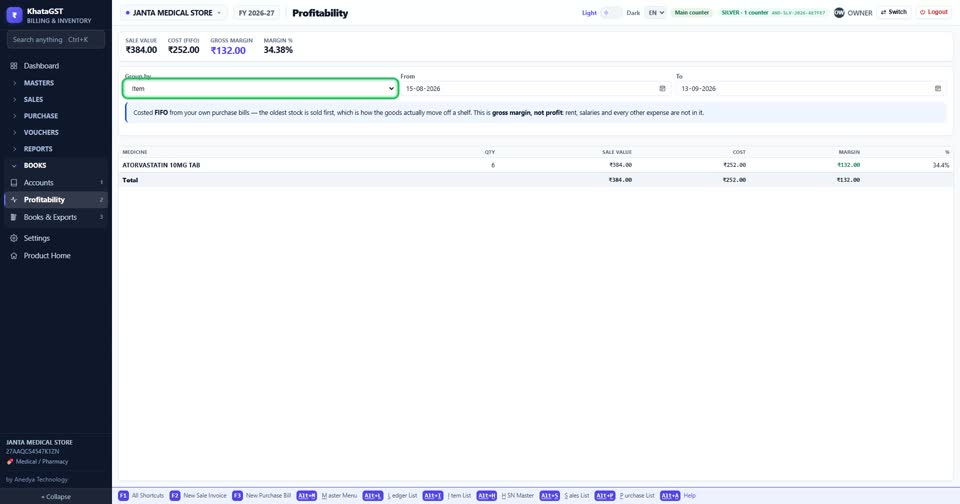 Group it by item, customer or category, and set the dates.