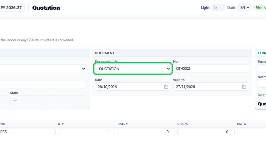 Choose the document title the customer should see.