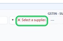 Close-up: The line under the supplier box says what is missing.