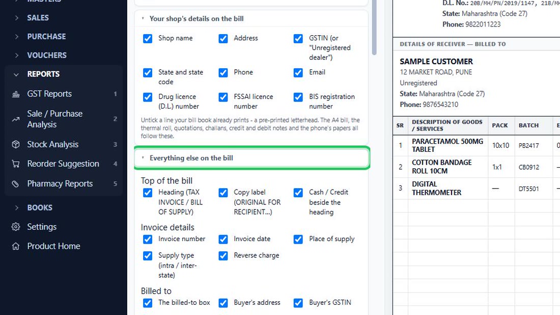 In the designer, find the part “Everything else on the bill”.
