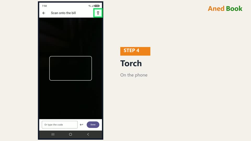 रोशनी कम हो, तो ऊपर ये Torch — phone की बत्ती जल जाती है।